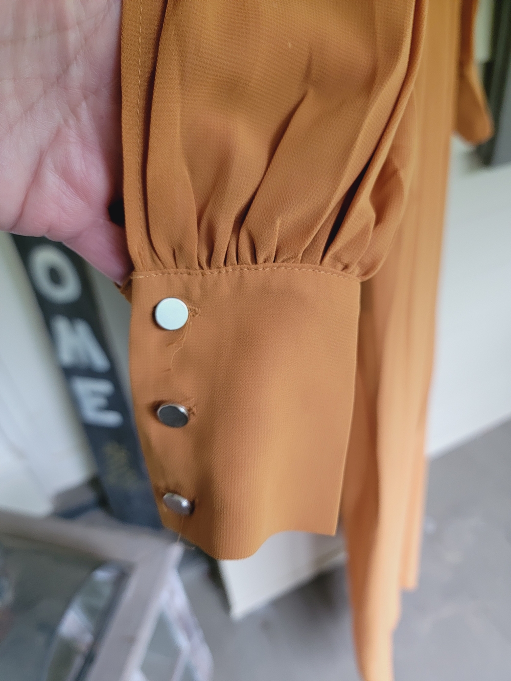 Nasty Gal Split Decision Plunging Mustard Color Poly Crepe Jumpsuit Open Sleeve - Picture 9 of 16